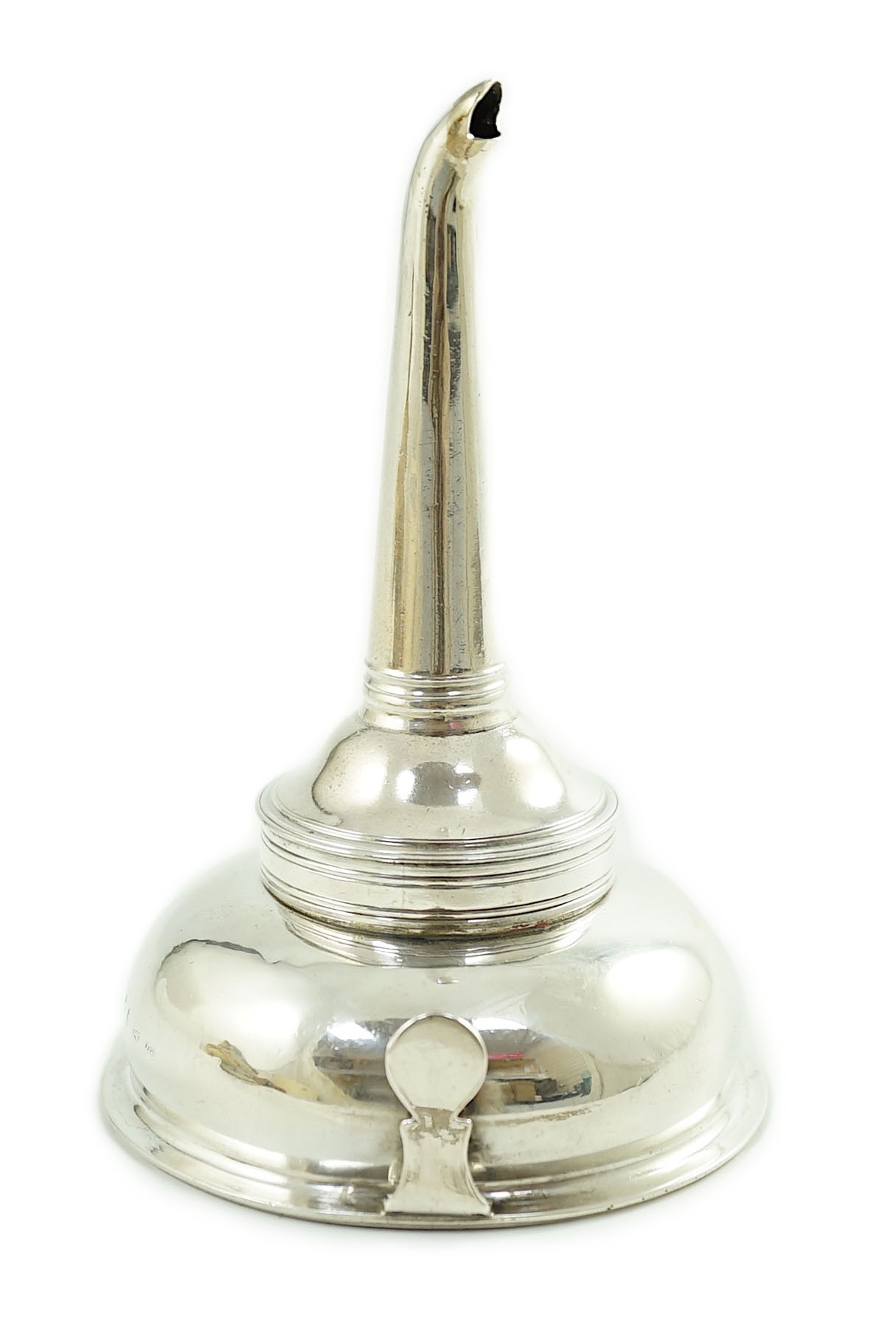 A George III silver wine funnel, by Hester Bateman